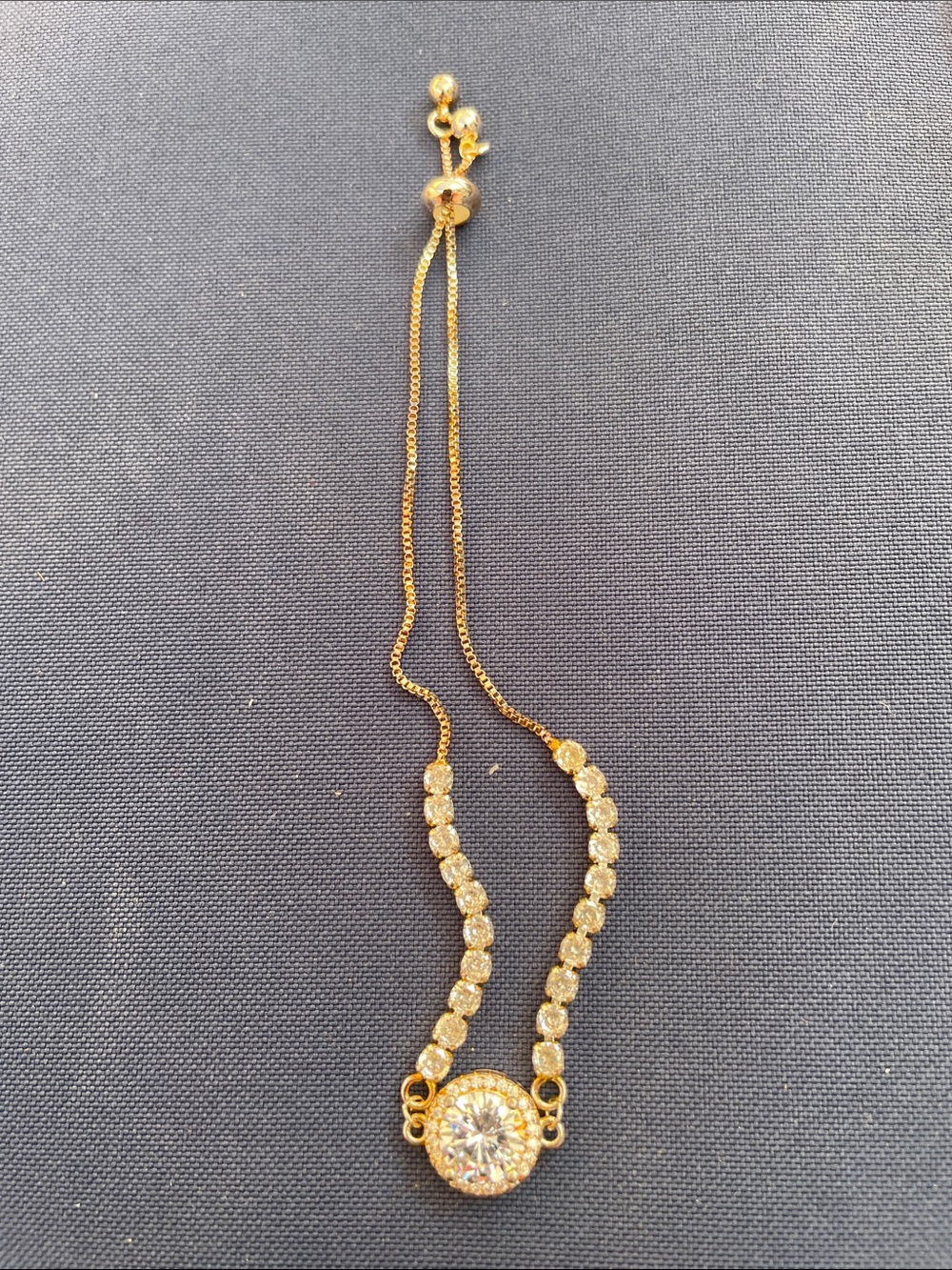 Gold-Tone Women’s Cubic Zirconia Slider Bracelet - Gold, adjustable